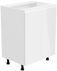 TEMPO KONDELA Alsószekrény, fehér/fehér extra magasfényű, AURORA D602F