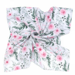 MT Textil MTT Nagy textil pelenka (120x120) - Fehér alapon rózsaszín virágok