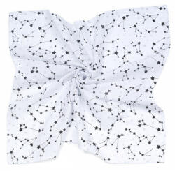 MT Textil MTT Nagy textil pelenka (120x120) - Fehér alapon fekete csillagképek - babylion