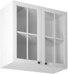 TEMPO KONDELA Kétajtós felsőszekrény üveggel G80S, fehér/sosna andersen, PROVANCE