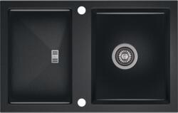AXIS KITCHEN SLIDE 40 gránit mosogató automata dugóemelő, szifonnal, fekete-szemcsés fényes, beépíthető (AX-1003)