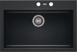 AXIS KITCHEN A-POINT 60 gránit mosogató automata dugóemelő, szifonnal, fekete-szemcsés fényes, beépíthető (AX-1404)
