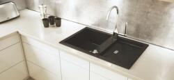 AXIS KITCHEN SLIDE 40 gránit mosogató automata dugóemelő, szifonnal, fekete, beépíthető (AX-1000)