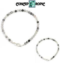  Bratara Cuart Gri Diametru 58 mm -Zodia Pesti - Rotund Fatetat - 4x4 mm - 1 Buc