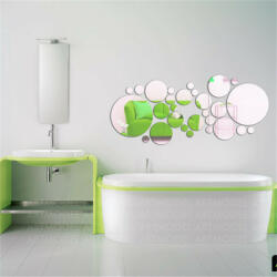  Sticker perete 3D Oglinzi argintii rotunde