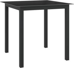 vidaXL Masă de grădină, negru, 80x80x74 cm, aluminiu și sticlă (312200)