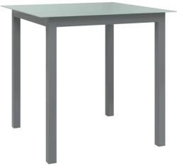 vidaXL Masă de grădină, gri deschis, 80x80x74 cm, aluminiu și sticlă (312203)