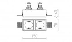 Rendl light studio QUO SQ II corp de iluminat incastrat plaster 230V GU10 2x35W (R13126)