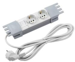 Gewiss 10'' Power Strip - 2 Sockets 2p+e 16a P30 Italian/german Standard - Dual Pole Luminous Switch - 1.5u - Grey (gw38446)