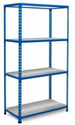 Manutan Expert Rapid 2 fém polcállvány, 160 x 91, 5 x 36, 5 cm, 135 kg/polc, 4 acél panel, kék