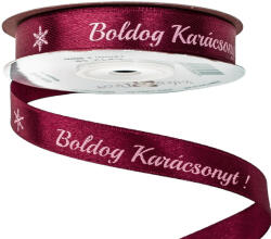 Valex Decor Boldog Karácsonyt! " feliratos szatén szalag 12mm x 20m - Burgundi (CK12-58)