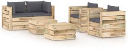 vidaXL Set mobilier de grădină cu perne, 6 piese, lemn tratat verde (3074831)