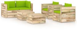 vidaXL Set mobilier de grădină cu perne, 6 piese, lemn verde tratat (3074842)