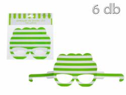 Party szemüveg zöld csíkos 6db 16, 5cm 30496