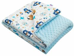 4-Home New Baby Pătură pentru copii Minky Ursuleți, albastră, 80 x 102 cm