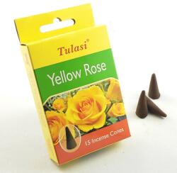 Tulasi Yellow Rose (Sárga Rózsa) Indiai Kúpfüstölő (15db)