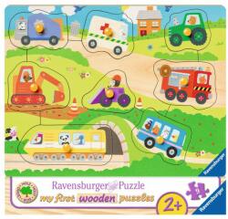 Ravensburger Puzzle din lemn cu vehicule, 8 piese (RVSPC03684) - ookee Puzzle
