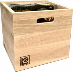 Music Box Designs Natural Oak 12 Inch Vinyl Record Storage Box A doboz Doboz LP lemezekhez