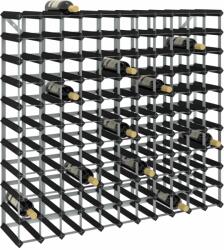 vidaXL Suport de vinuri, 120 sticle, negru, lemn masiv de pin (325917) - vidaxl