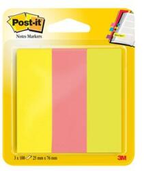 3M Jelölőcímke, papír, 3x100 lap, 25x76 mm, 3M POSTIT, vegyes neon színek (LP72769) - webpapir