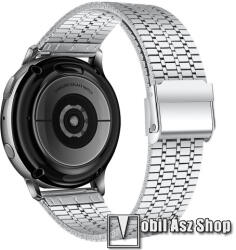  Fém okosóra szíj - EZÜST - rozsdamentes acél, csatos, 84+110mm hosszú, 20mm széles - SAMSUNG Galaxy Watch 42mm / Amazfit GTS / Galaxy Watch3 41mm / HUAWEI Watch GT 2 42mm / Galaxy Watch Active / Activ