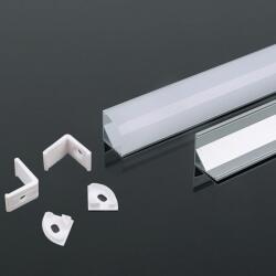 V-TAC fehér színű alumínium LED szalag sarokprofil fehér fedlappal 2m - SKU 3369 (3369)