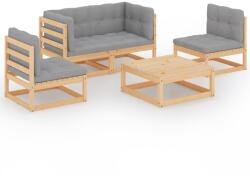 vidaXL Set mobilier de grădină, 5 piese, cu perne, lemn masiv de pin (3076434)