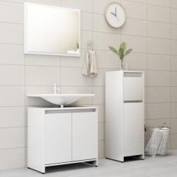 vidaXL Set mobilier de baie, 3 piese, alb extralucios, lemn prelucrat (3056931)