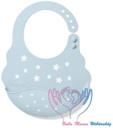 Baby Ono extra puha szilikon előke morzsafogóval - Kék csillagos