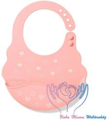 Baby Ono extra puha szilikon előke morzsafogóval - Rózsaszín szív