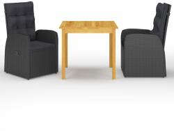 vidaXL Set mobilier de grădină, 3 piese, negru (3067717) - vidaxl