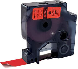 AIMO Etichete compatibile DYMO LabelManager 9 mm negru pe rosu pentru avertizare, siguranta si identificare rapida S0720720 (A40917)
