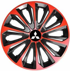 NRM Capace pentru roți MITSUBISHI 14", STRONG DUOCOLOR ROȘU-NEGRU 4bc