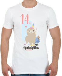 printfashion 14. Alpakaliptikus születésnap - Alpaca póló 14. születésnapra - Férfi póló - Fehér (5313215)