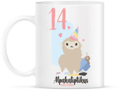 printfashion 14. Alpakaliptikus születésnap - Alpaca póló 14. születésnapra - Bögre - Fehér (5314888)