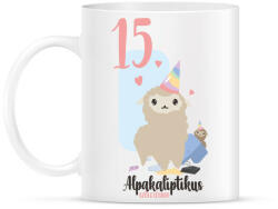 printfashion 15. Alpakaliptikus születésnap - Alpaca póló 15. születésnapra - Bögre - Fehér (5314889)