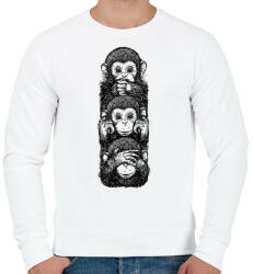printfashion 3 majom - Férfi pulóver - Fehér (5275808)