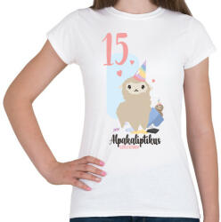 printfashion 15. Alpakaliptikus születésnap - Alpaca póló 15. születésnapra - Női póló - Fehér (5313545)