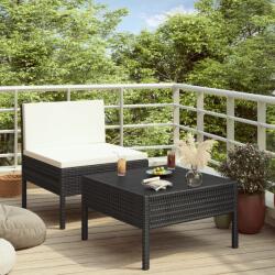 vidaXL Set mobilier de grădină cu perne, 2 piese, negru, poliratan (310198) - comfy