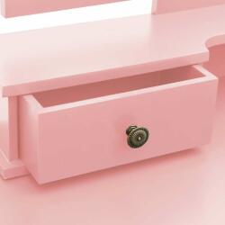 vidaXL rózsaszín császárfa fésülködőasztal-szett ülőkével 100x40x146cm (289323) - pepita
