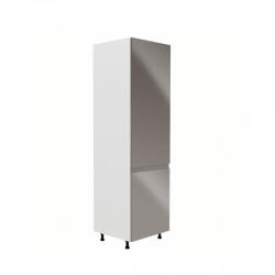 TEMPO KONDELA Szekrény a beépíthető hűtőhöz, fehér/szürke extra magasfényű, jobbos, AURORA D60ZL - smartbutor