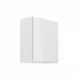 TEMPO KONDELA Felsőszekrény, fehér/fehér extra magasfényű, AURORA G602F - smartbutor