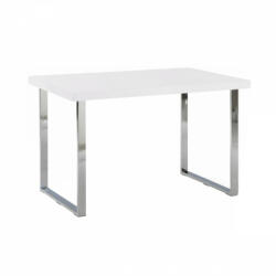 TEMPO KONDELA Étkezőasztal, fehér HG + króm, 130x80 cm, TALOS - smartbutor