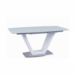 TEMPO KONDELA Étkezőasztal, nyitható, fehér extra magasfényű/acél, 160-220x90 cm, PERAK - smartbutor