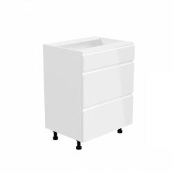 TEMPO KONDELA Alsószekrény, fehér/fehér extra magasfényű, AURORA D60S3 - smartbutor