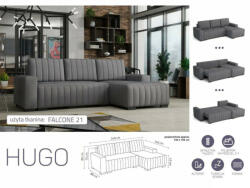 Meblohand HUGO ággyá alakítható, ágyneműtartós, hullámrugós sarok kanapé - smartbutor