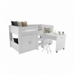 TEMPO KONDELA Kombinált ágy gyerekszobába, fehér, FANY - smartbutor
