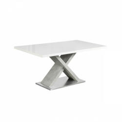 TEMPO KONDELA Étkezőasztal, fehér magasfényű HG/beton, 160x90 cm, FARNEL - smartbutor