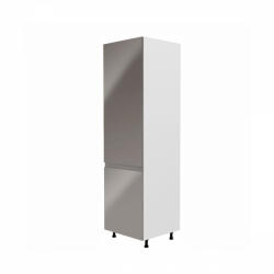TEMPO KONDELA Hűtőgép szekrény, fehér/szürke extra magasfényű, balos, AURORA D60R - smartbutor