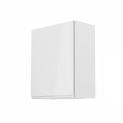 TEMPO KONDELA Felsőszekrény, fehér/fehér extra magasfényű, balos, AURORA G601F - smartbutor